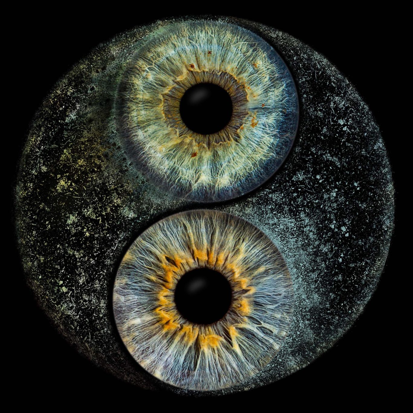 Faszinierende Makroaufnahme einer menschlichen Iris mit individuellen Strukturen, professionelle Irisfotografie im Fotostudio Würzburg.